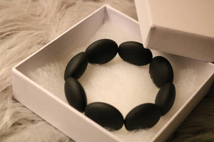 NEW! Smooth Black Glass Stone Bracelet