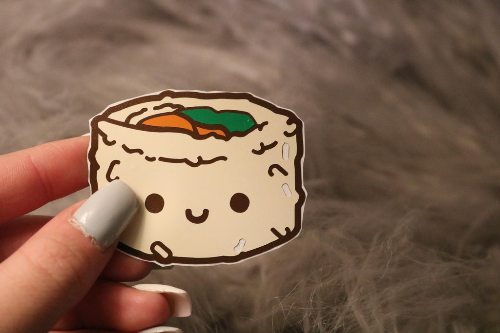 Adorable smiling sushi roll sticker