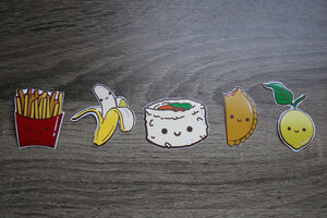 Adorable smiling food vinyl sticker set (set of 5)